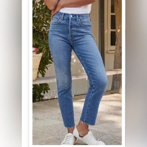 Frank and Eileen Cork Everyday Blue Denim Jeans Woman 28 Straight Crop Raw Hem